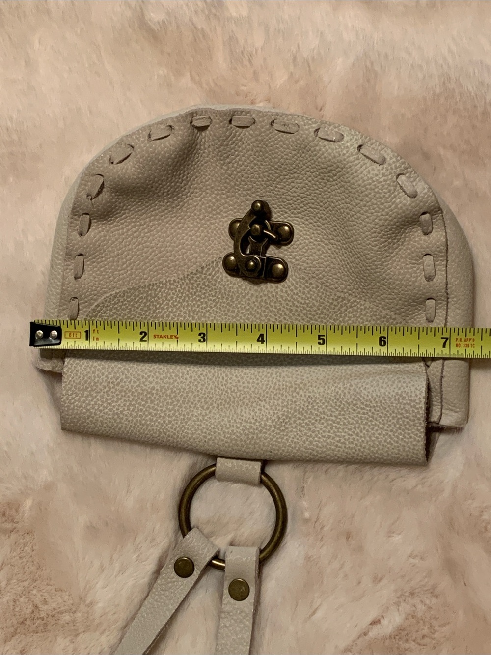 Free People Leather Crossbody Small Purse Vintaged Ivory - Picture 12 of 14